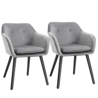 HOMCOM Esszimmerstühle in ansprechendem Design, Metallstruktur, Holzbeine, Grau, 120 kg belastbar(m-11)