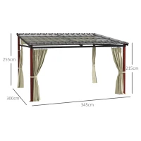 Outsunny Verstelbare Tuinprieel, Weerbestendig, Inclusief Bevestigingsmateriaal, Beige(m-3)