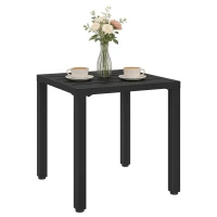 Outsunny Table de jardin carrée, table de terrasse, cadre en métal, intérieur et extérieur, pour balcon, porche, patio, noir(m-11)
