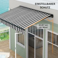 Outsunny Zonnescherm Luifel Terrasluifel, weerbestendig, 1 handkruk, 295 x 250 x 150 cm, Grijs + Wit(m-5)