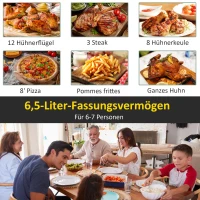 HOMCOM heteluchtfriteuse 6,5 L 1700W met 8 menu's LED-display Mand met antiaanbaklaag voor gezond vetarm koken zonder olie Zwart 36.5 x 29 x 33.8 cm | aosoom(m-6)