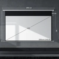 HOMCOM Projectiescherm 293 x 193 cm 120 inch 16:9 HD 4K Elektrisch met Afstandsbediening, Wit(m-3)