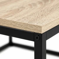 HOMCOM Salontafel met Opbergruimte, modern industrieel, 2 planken & verstelbare poten, eiken(m-12)