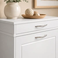 HOMCOM Sapateira 8 pares, armário de sapatos estreito com gaveta e 2 portas basculantes e prateleira ajustável, branco(m-9)