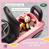 AIYAPLAY Porteur enfants voiture sous licence Land Rover, véhicule à pousser, klaxon, sons de moteur, rangement sous siège, rose(m-7)