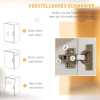 HOMCOM Keukenkast Keukenbuffet Kast, landelijke stijl, 2 kasten, 2 planken, 70 cm x 40 cm x 170 cm Wit + Zwart(m-6)