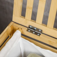 HOMCOM Wasmand van bamboe, uitneembare waszak, waterafstotend, naturel + beige(m-8)