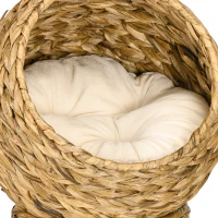 PawHut Kattenslaapplek, kattenbed met kussen, kattengrot, bananenblad, bruin(m-10)