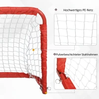 HOMCOM Voetbaldoelen Voetbalnet set van 2 mini doelen opvouwbaar staal rood 90 x 36 x 60 cm(m-5)