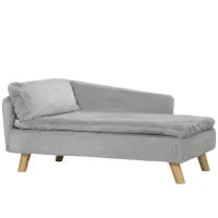 PawHut Hundebett, Hundesofa, waschbarer Plüschbezug, bis 20 kg, 80 x 50 x 40 cm, Hellgrau(m-1)