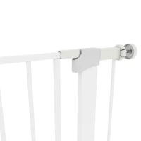 PawHut Deurhek, montage zonder boren, verstelbare breedte 76-97 cm, met één hand te openen, metaal, wit, 76 cm hoog(m-13)