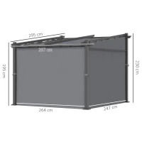 Pergola Outsunny 2,97 x 2,95 m, tuinpaviljoen met zonnekap, zijpanelen(m-3)