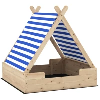 AIYAPLAY Sandkiste für Kinder, Sandkasten mit wetterfestem Zeltdach, für 3 Kinder im Alter von 3-6 Jahren, 120 x 120 x 126,5 cm(m-1)