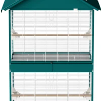 PawHut Cage à oiseaux sur roulettes avec séparateur amovible, 6 mangeoires et 4 perchoirs, 2 plateaux coulissants, pour perruches, cockatiels, canaris(m-14)