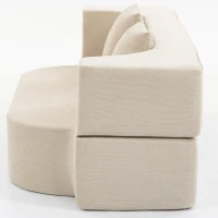 HOMCOM Sofá-Cama Conversível 2 Lugares, Sofá-Cama em Chenille 190cm, Encosto Rebatível, Assento e Apoios de Braço Largos, Bege(m-8)