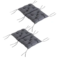 Outsunny Set van 2 kussens voor stoelen met lage rugleuning stoelkussens zitkussens tuinkussens grijs(m-11)