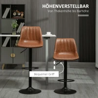 HOMCOM Set van 2 barkrukken in retrodesign, met voetsteun, in hoogte verstelbaar, 43 cm x 49,5 cm x 111 cm(m-5)