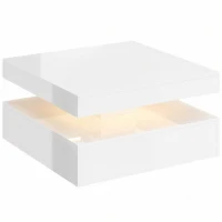 HOMCOM LED-salontafel met opbergruimte, 2-laags modern tafelontwerp met open plank en afstandsbediening, hoogglans wit(m-1)