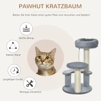 PawHut Kattenboom klimboom speelboom kattenbed kattenkrabboom grijs(m-4)