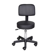 HOMCOM Rolkruk, werkstoel, cosmetische stoel, draaistoel, kruk, professionele salonstoel, zwart(m-9)