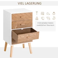 HOMCOM nachttafeltje ladekast hal spaanplaat + grenen 2 maten(m-5)