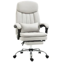 Vinsetto Bureaustoel met Massage- en Warmtefunctie, Ergonomisch, 66x67x110-118cm, Crèmewit(m-1)