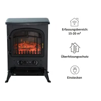 HOMCOM Elektrische kachel Elektrische haard haardkachel met 1800 W thermostaat(m-4)