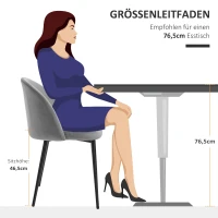 HOMCOM Set van 2 eetkamerstoelen keukenstoel gestoffeerde stoel fluweel metaal grijs(m-7)