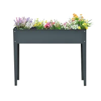 Outsunny Verhoogd bloembed plantenbak kruidenbed 3 afvoergaten bloembak met metalen poten(m-10)