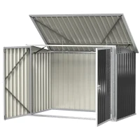 Outsunny vuilnisbak apparaatbox vuilnisbak voor 2 vuilnisbakken afsluitbaar staal zwart 178.5 x 104.5 x 128.5/113 cm | Aosom(m-10)