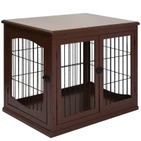PawHut Hondenbox, 2 ingangen, afsluitbaar, MDF en metaal, 58,4 x 81,3 x 66 cm, Zwart(m-11)