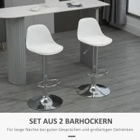HOMCOM Set van 2 barkrukken, draaibare barstoelen met rugleuning, in hoogte verstelbaar, belastbaar tot 120 kg, 41 x 42 x 82-104 cm, wit(m-4)