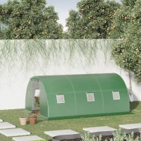 Outsunny Buitenkas met raam donkergroen 4,5 x 3 m(m-2)