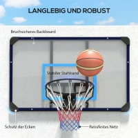 SPORTNOW basketbalhoepel, universele wandhouder, scheurbestendig net, roestvrijstalen frame, 113 x 61 x 73 cm(m-5)