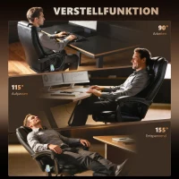 Vinsetto Massagestoel directiestoel met voetensteun, verstelbare rugleuning PVC zwart(m-8)