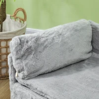 PawHut Hundebett, Hundesofa, waschbarer Plüschbezug, bis 20 kg, 80 x 50 x 40 cm, Hellgrau(m-9)