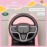 AIYAPLAY Porteur enfants voiture sous licence Land Rover, véhicule à pousser, klaxon, sons de moteur, rangement sous siège, rose(m-5)