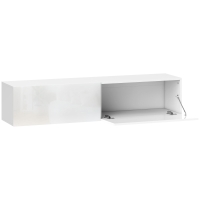HOMCOM Meuble TV suspendu pour téléviseur jusqu'à 45 55 65 pouces avec 2 placards à portes, 140 x 33 x 29,8 cm, blanc