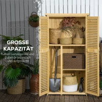 Outsunny tuinkast houten gereedschapsschuur 4 vakken met asfalt dak naturel(m-5)