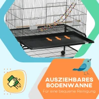 PawHut Vogelkooi inclusief zitstokken, vogelspeelgoed, uitneembare vloerbak, zwart(m-6)