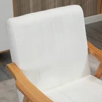HOMCOM Gestoffeerde stoel in Skandi-design, fluweellook, massief houten frame, 68 x 74 x 82cm, Naturel+Crème(m-7)