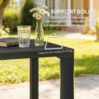 Outsunny Table de jardin carrée, table de terrasse, cadre en métal, intérieur et extérieur, pour balcon, porche, patio, noir(m-6)