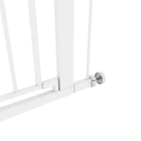 PawHut Deurhek, montage zonder boren, verstelbare breedte 76-97 cm, met één hand te openen, metaal, wit, 76 cm hoog(m-11)