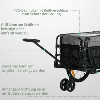 HOMCOM 2-in-1 fietskar, laadaanhanger, 40 kg draagvermogen, zwart+grijs(m-7)