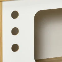 PawHut kattengrot, kattenhut met speelgoedbal, kattenhuis met kussen, eiken(m-11)