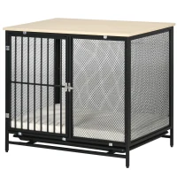 PawHut hondenkooi, dierenkooi met tafelblad, hondenhok, kennel, binnen(m-10)