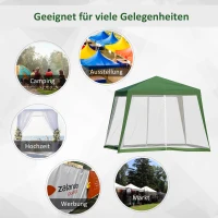 Outsunny Tuinpaviljoen paviljoen partytent tuintent met muggengaas beige 3 x 3 m(m-7)