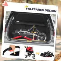 PawHut Hondentrolley hondenbuggy katten PetStroller met 3 wielen opvouwbaar Oxford rood(m-6)