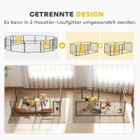 PawHut Huisdieromheining, puppyren, puppyhek, 12 panelen, voor binnen en buiten, zwart(m-9)