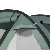 Outsunny kampeertent voor 3-4 personen, twee binnenruimtes, gaasraam, groen, 4,75 x 2,64 x 1,72 m(m-11)